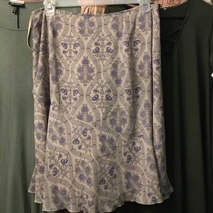 Oscar De La Renta size 14 purple cream print flowy skirt
